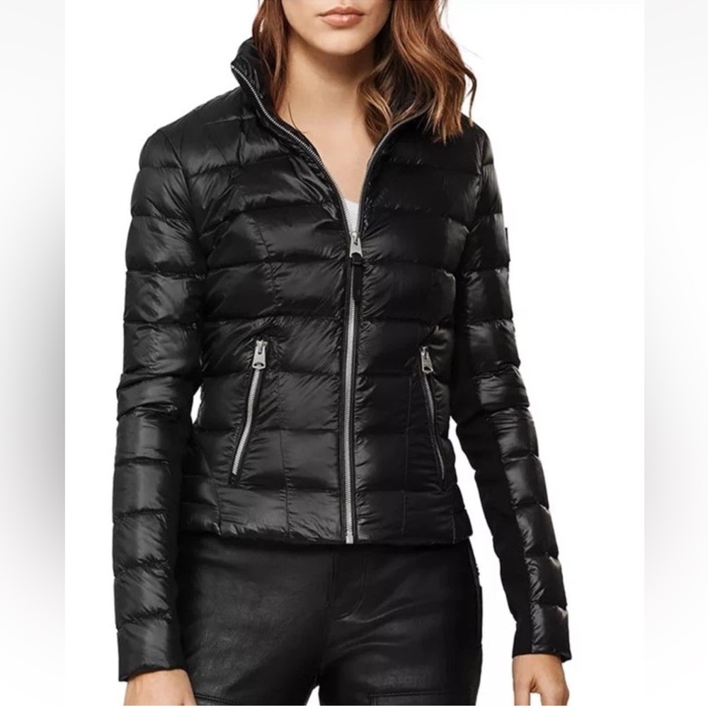 Mackage Reema Peplum 800 Down Black Slim Fit Lightweight Puffer Jacket Sz Small